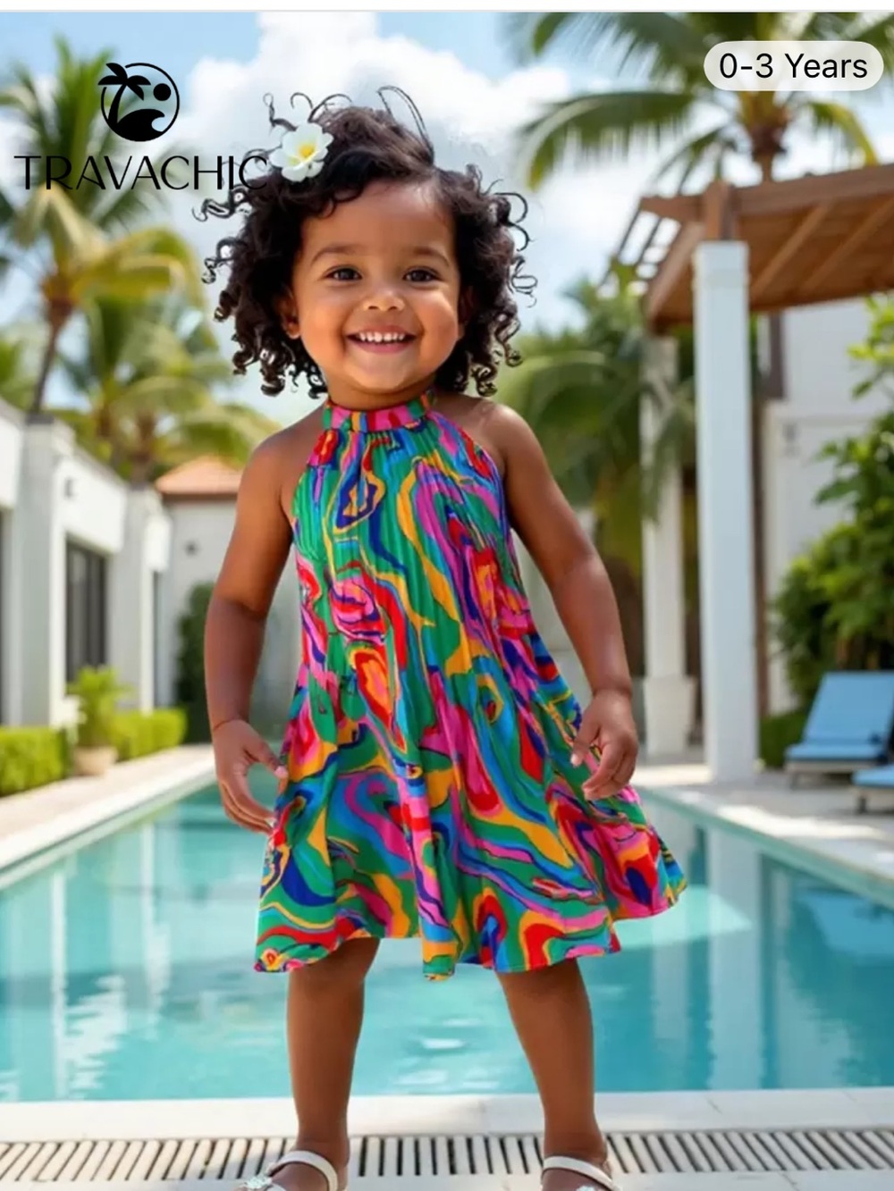 NWT Travachic Colorful Swirl Halter Toddler Dress (2-3 years/36-39 in)